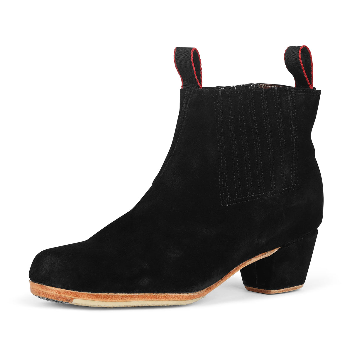 Danzarteb Men's Folklorico Dance Boots with Nails, Suede, 2" Heel, Bla