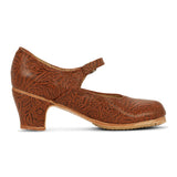 Folkicks Women's Folklorico Shoes with Nails, Leather, Embossed, 6cm Heel