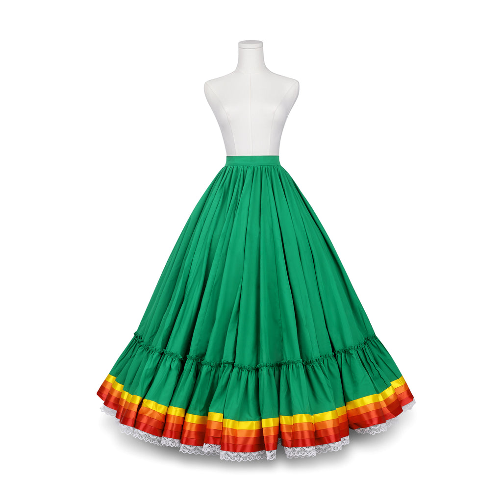 Hoja de Maiz Doble Vuelo Folklórico Practice Skirt – Bandera