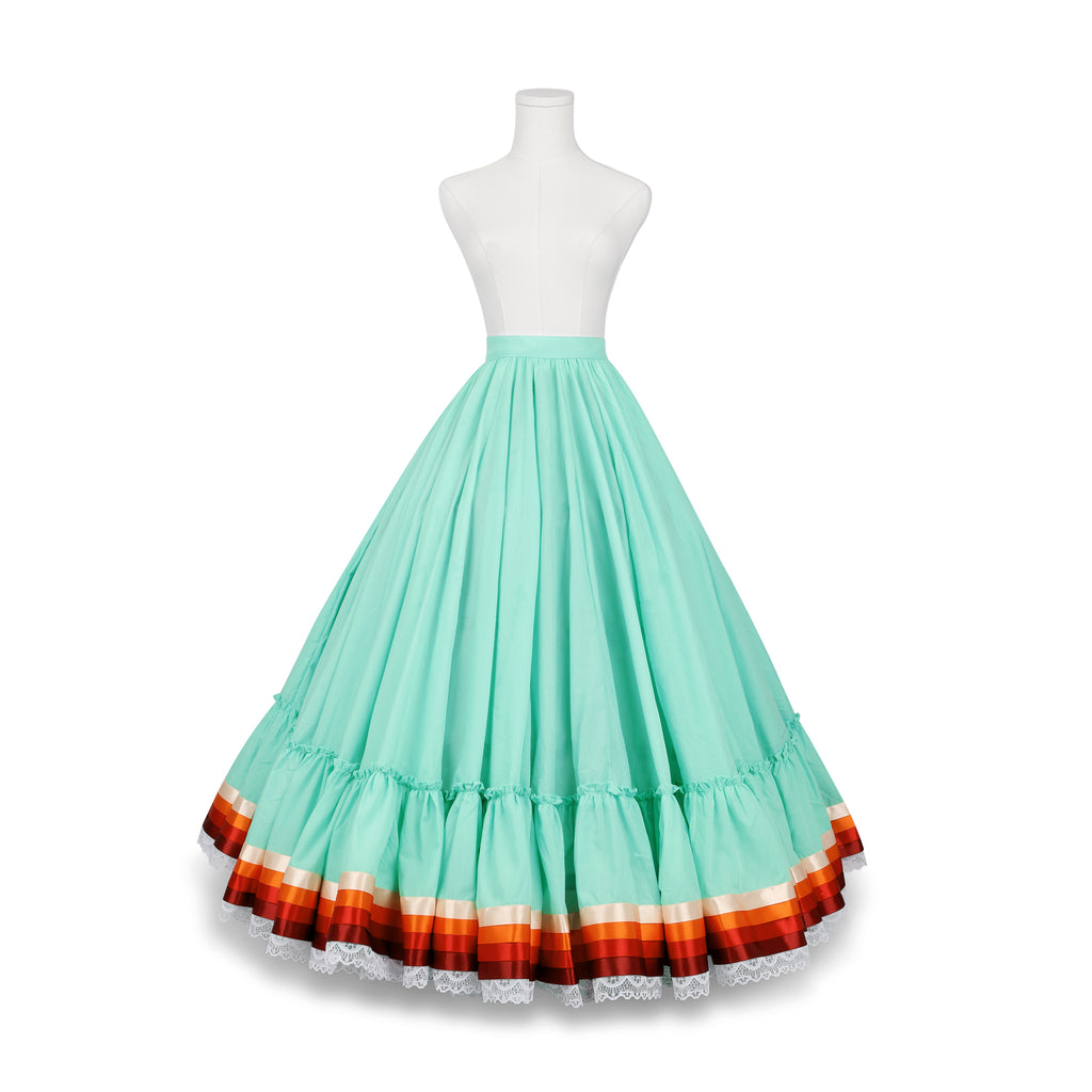 Hoja de Maiz Doble Vuelo Folklórico Practice Skirt – Menta