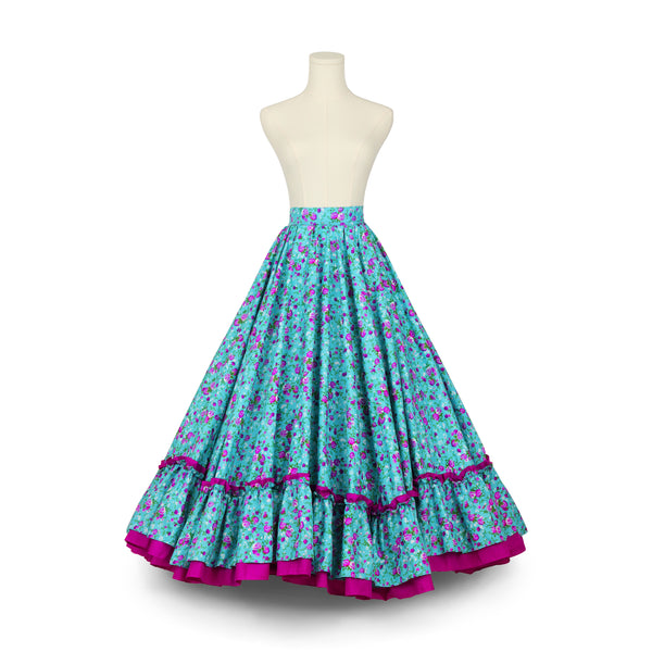 Kakentli Doble Vuelo Folklórico Practice Skirt- Doble Olán - Floral Collection