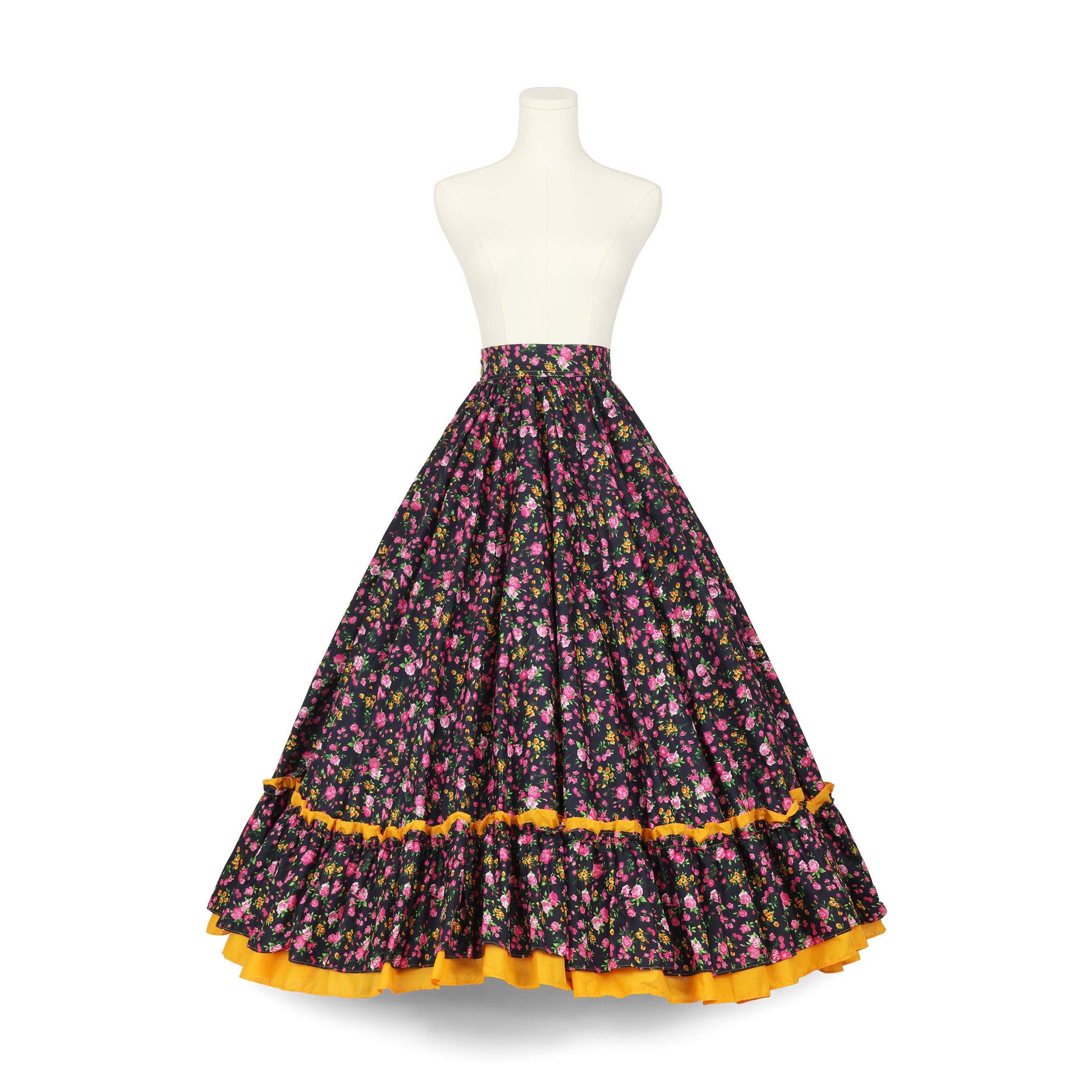 Kakentli Doble Vuelo Folklórico Practice Skirt- Doble Olán - Floral Collection