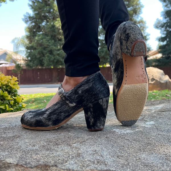 Danzarteb Women's Folklorico Shoes with Nails, Cowhide, 7cm Heel
