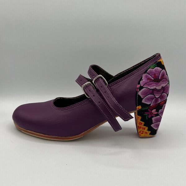 Danzarteb Women's Folklorico Shoes, Dual Buckle, Leather, Oaxaqueno Ankle, 2.5