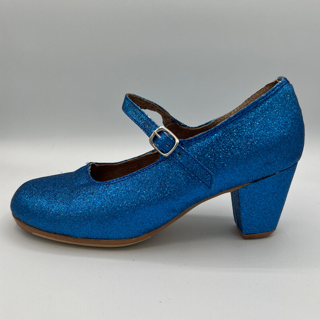 Danzarteb Women's Flamenco Dance Shoes with Nails, Espiga, Glitter, 2.5" Heel