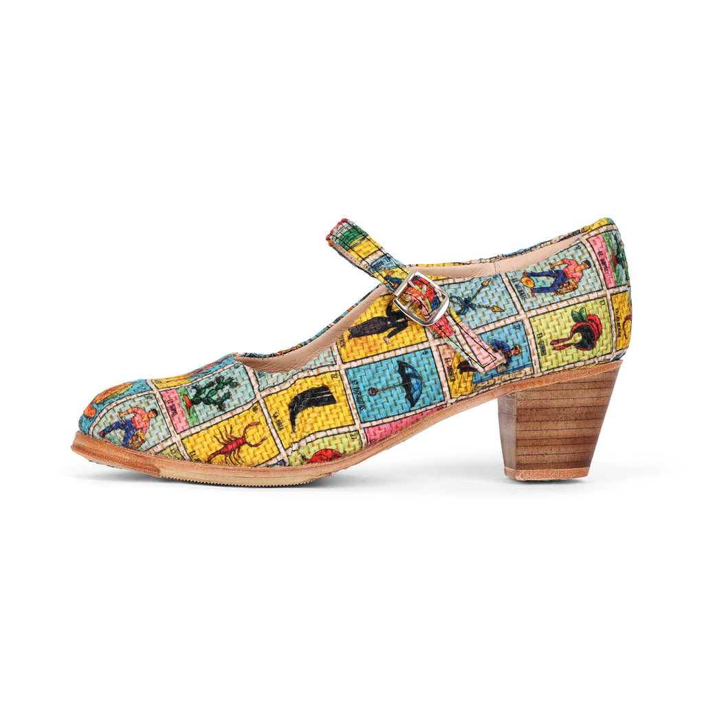 Colonial 225 Women's Folklorico Shoes with Nails, Loteria, 6cm Heel