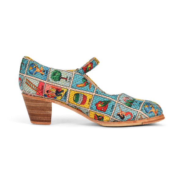 Colonial 225 Women's Folklorico Shoes with Nails, Loteria, 6cm Heel