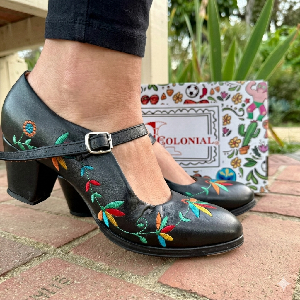 Colonial 226 Women's Embroidered Leather Folklorico Shoes – 6cm Heel