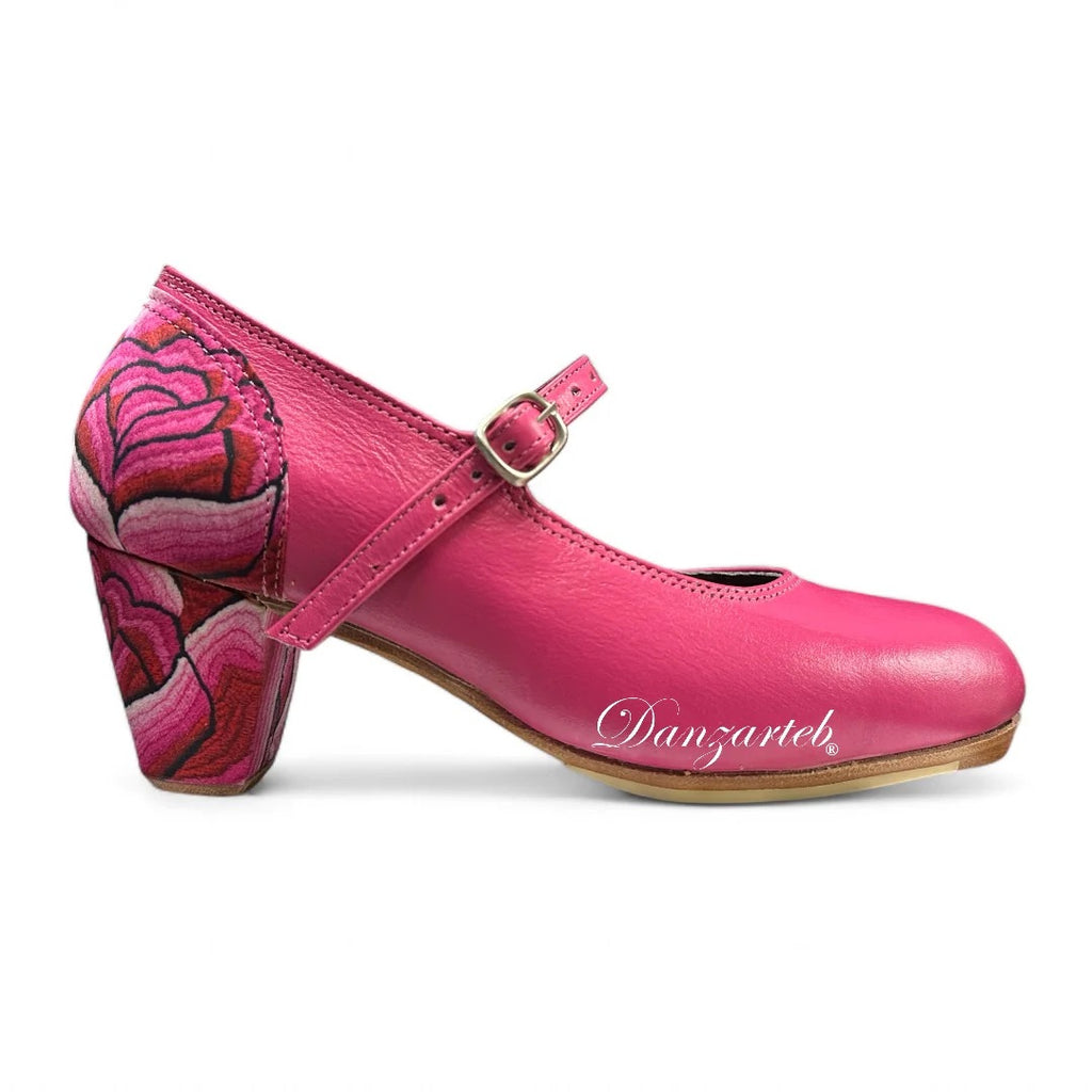 Danzarteb Women's Folklorico Shoes with Nails, Leather, Oaxaqueño Heel Combo, 7cm Heel