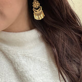 Folklorico Dance Filigree Earrings, Flower Dangle