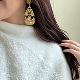 Folklorico Dance Filigree Earrings, Tear Drop with Flowers