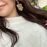 Folklorico Dance Filigree Earrings, Heart Shaped