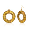 Folklorico Performance Earrings, Mexican Crochet Folklorico Dance Gold Circle Embroidered Sequins Earrings