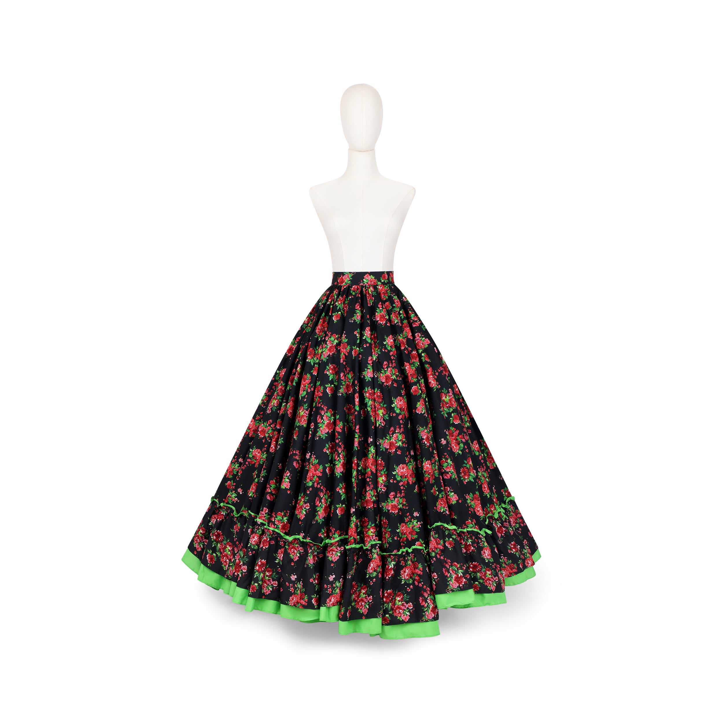 Kakentli Doble Vuelo Folklórico Practice Skirt- Doble Olán - Floral Collection