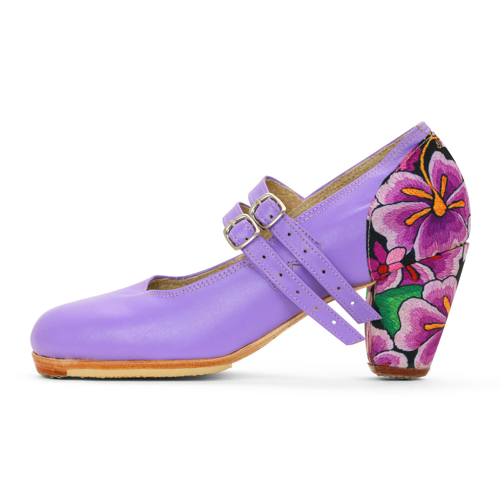Danzarteb Women's Shoes with Nails, Double Buckles, Leather, Oaxaqueño Ankle, 7cm Heel