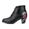 Manzano 185 Women's Elena Folklorico Leather Boot with Micro-Embroidered Satin Heel – 6cm Heel