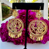 Folklorico Dance Filigree Earrings, Peacock