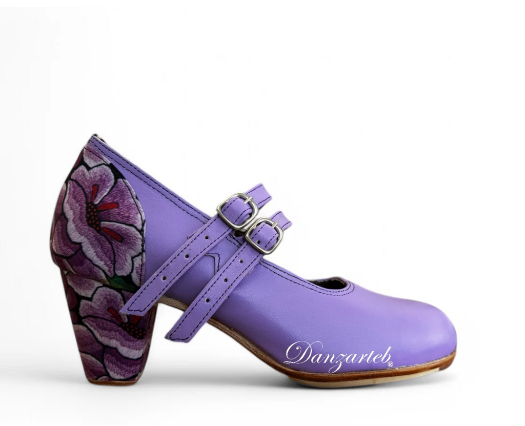 Danzarteb Women's Folklorico Shoes, Double Buckles, Leather, Oaxaqueño Ankle, 7cm Heel