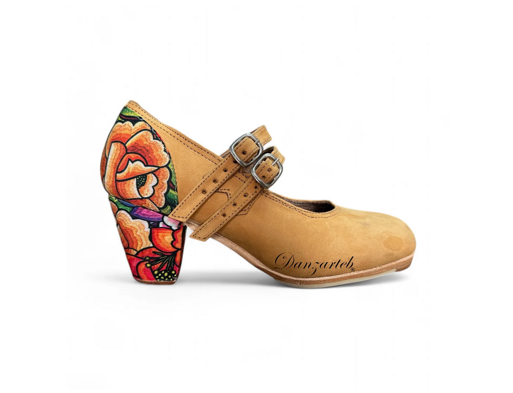 Danzarteb Women’s Nubuck Folklórico Shoes with Oaxaqueño Ankle – 7cm Heel