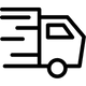 Black shipping truck icon