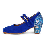 Danzarteb Women's Shoes with Nails, Double Buckle, Suede, Tenango Ankle, 7cm Heel
