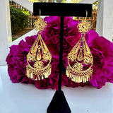 Folklorico Dance Filigree Earrings, Tear Drop with Flowers