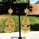 Folklorico Dance Filigree Earrings, Tear Drop with Flowers