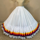 Hoja de Maiz Doble Vuelo Folklórico Practice Skirt – Blanco