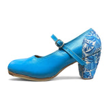 Danzarteb Women’s Leather Folklórico Shoes with Tenango Ankle – 7cm Heel