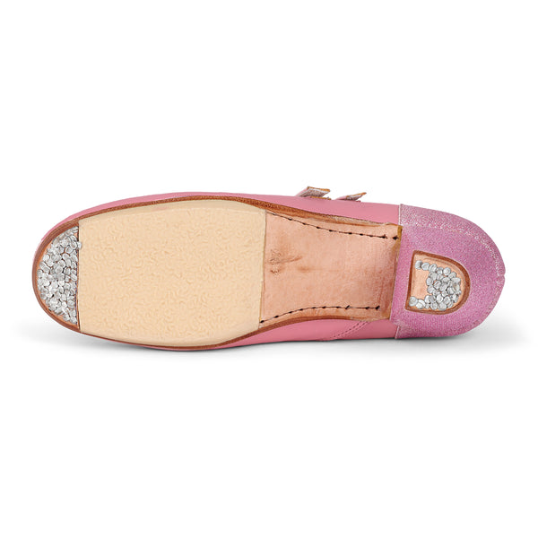 Danzarteb Women's Shoes with Nails, Double Buckle, Leather, Glitter Ankle, 7cm Heel