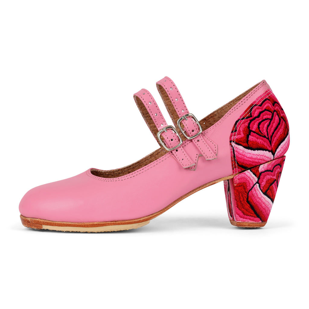 Danzarteb Women's Shoes with Nails, Double Buckle, Leather, Oaxaqueño Ankle, 7cm Heel