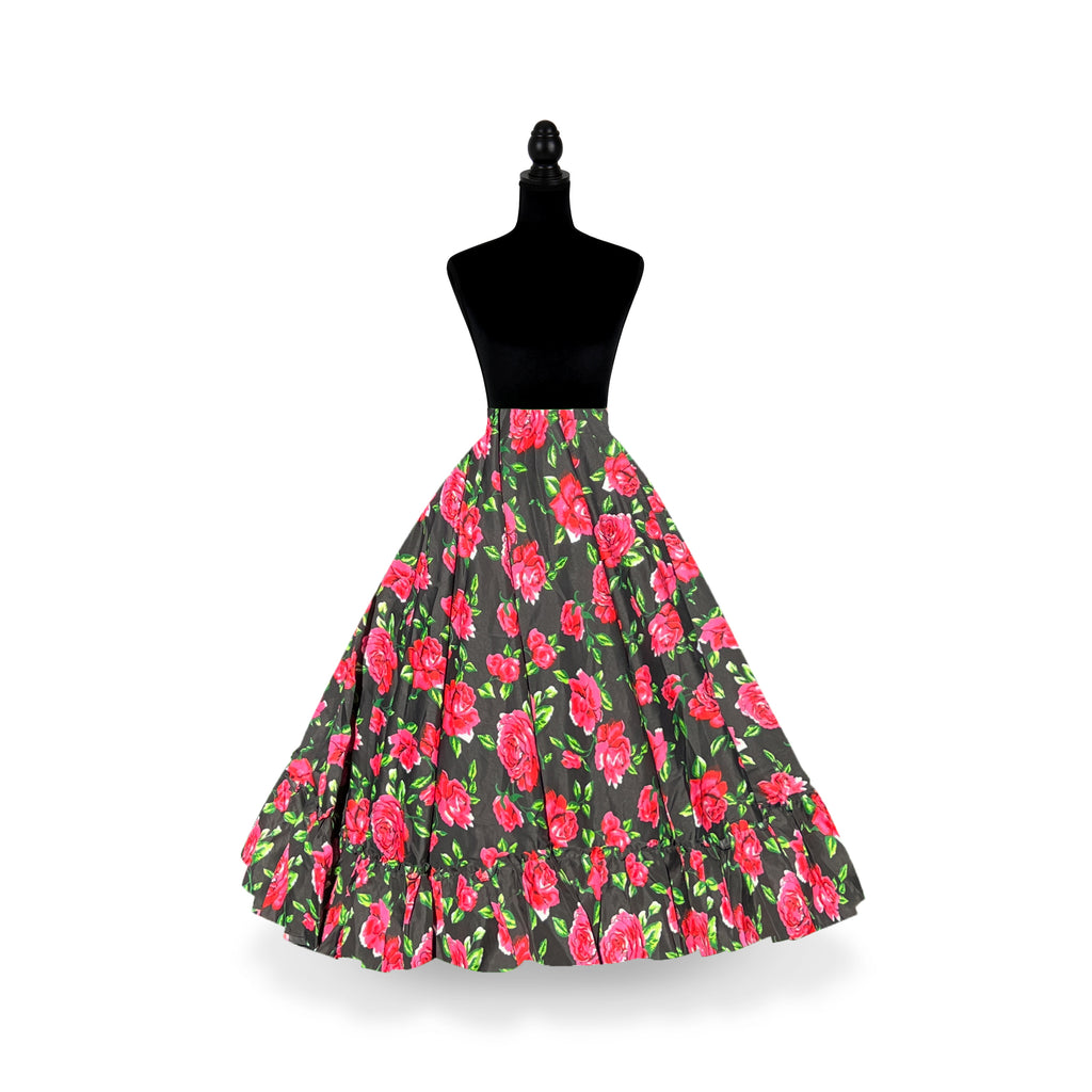 Kakentli Folklorico Dance Practice Skirt, Poplin, Doble Vuelo, Floral Collection