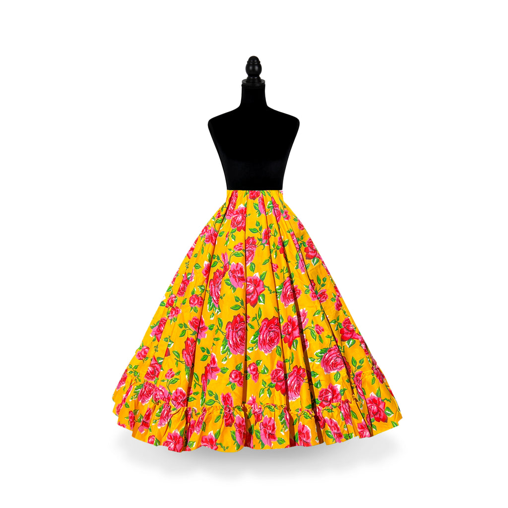 Kakentli Folklorico Dance Practice Skirt, Poplin, Doble Vuelo, Floral Collection