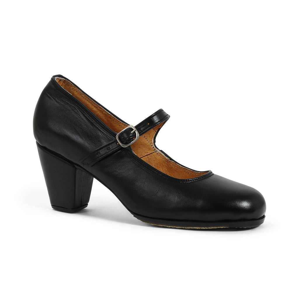 Danzarteb Women's Flamenco Dance Shoes with Nails, Leather, Espiga, 2.5" Heel