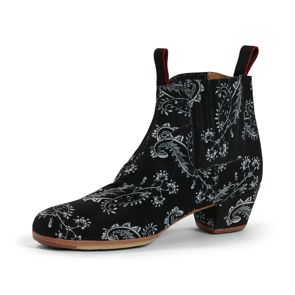 Danzarteb Men's Folklorico Dance Boots with Nails, Paliacate, 2" Heel, Black