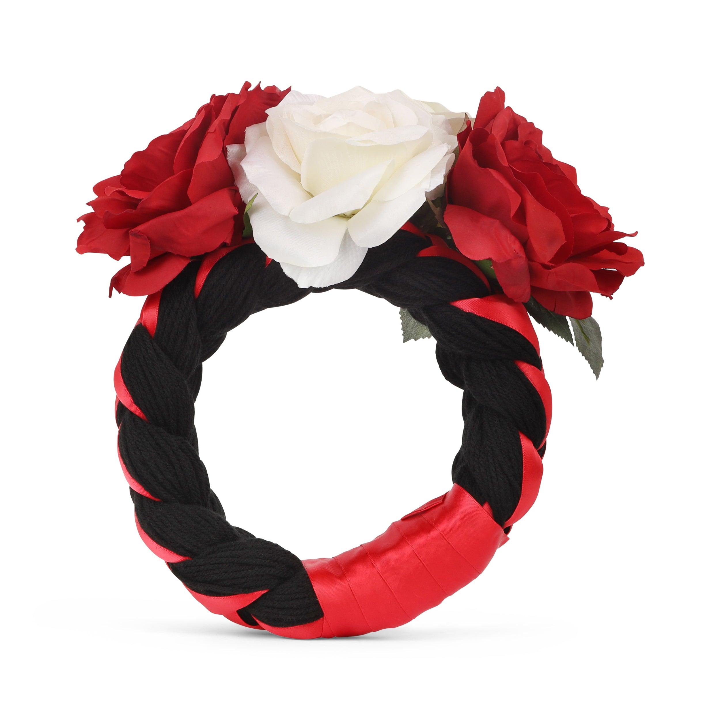 Folklorico Dance Flower Braid Headpiece Performance Tocado Red