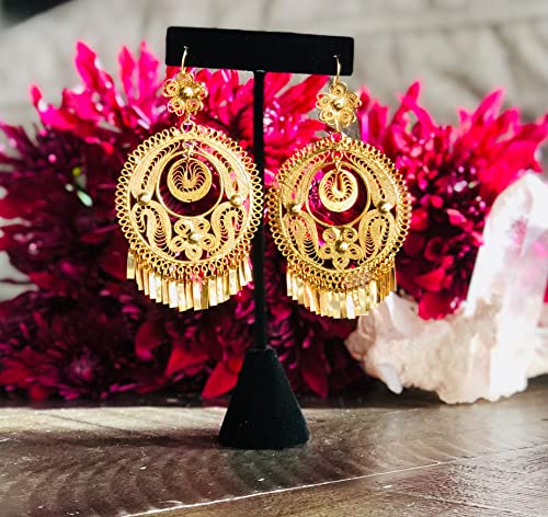 Folklorico Dance Filigree Earrings, Flower