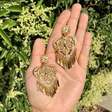 Folklorico Dance Filigree Earrings, Heart Shaped