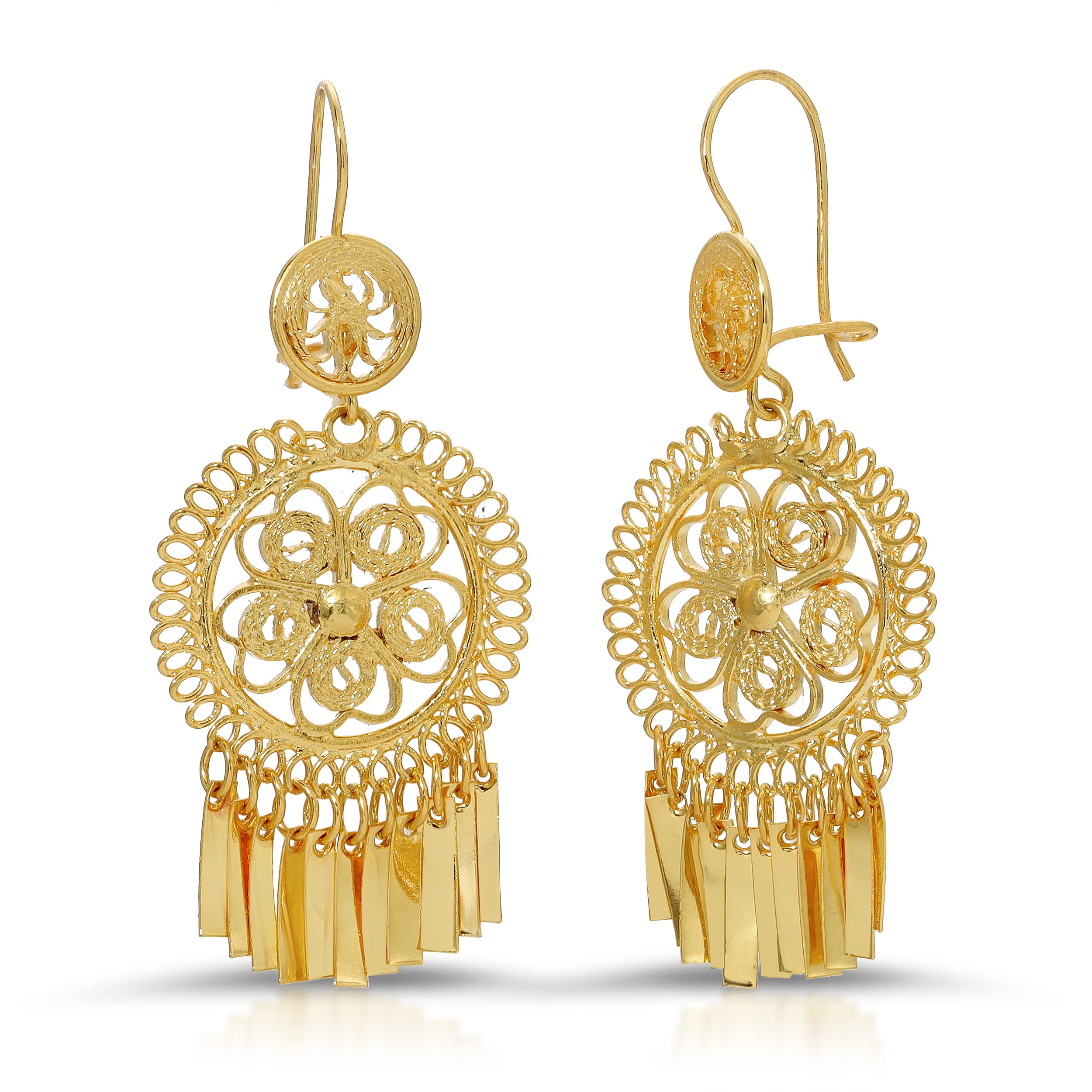 Folklorico Filigree Earrings, Full Flower