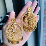 Folklorico Dance Filigree Earrings, Peacock